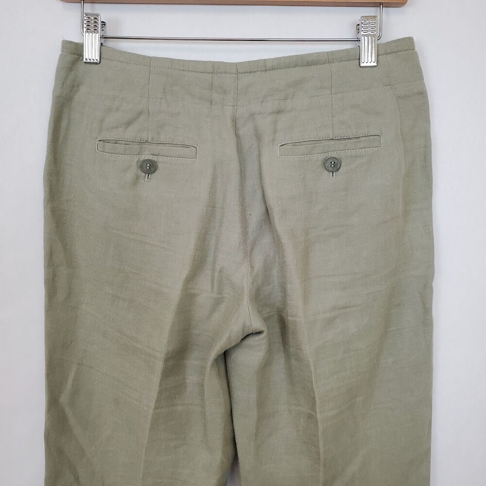 Talbots Pants Womens 4 Petite Linen Wide Leg Drawstring Green Beachy - Picture 3 of 13